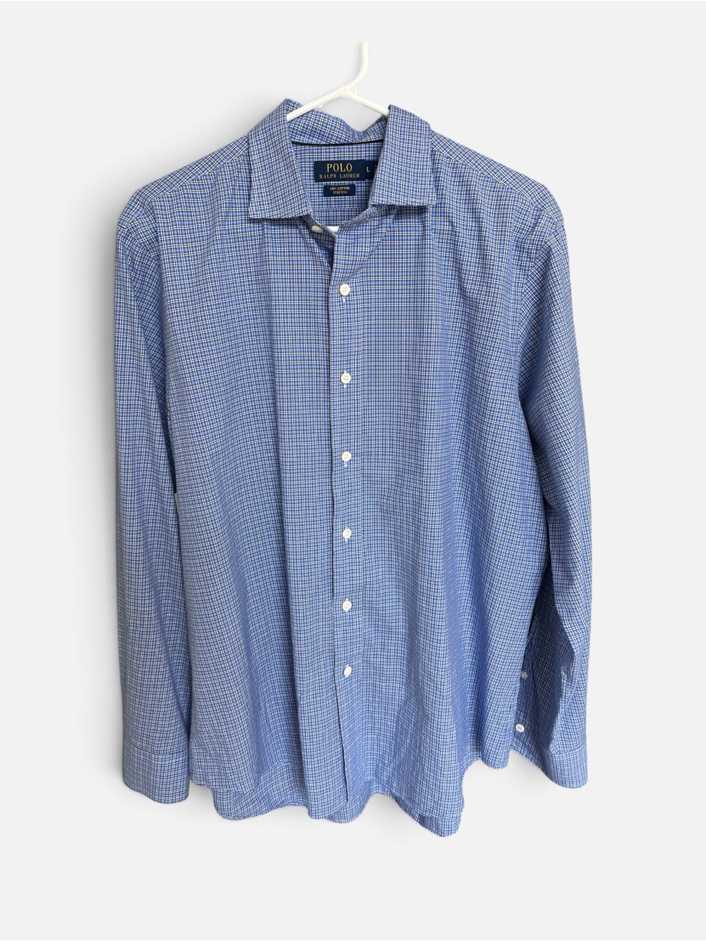 Ralph Lauren Blue Micro-Check Cotton Button-Up Shirt
